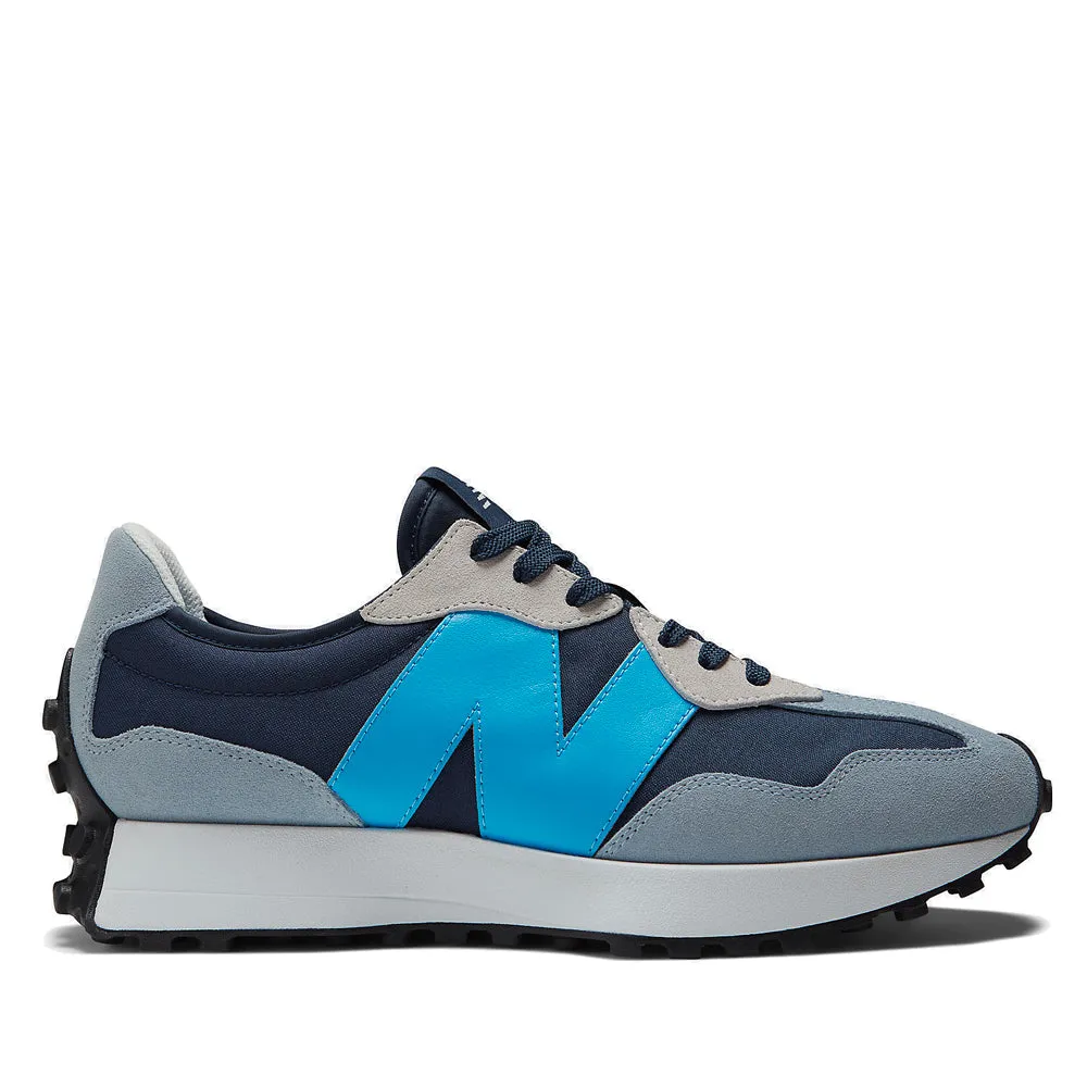 Scarpe Uomo NEW BALANCE Sneakers 327 in Suede Nylon e Mesh colore Natural Indigo e Vibrant Sky