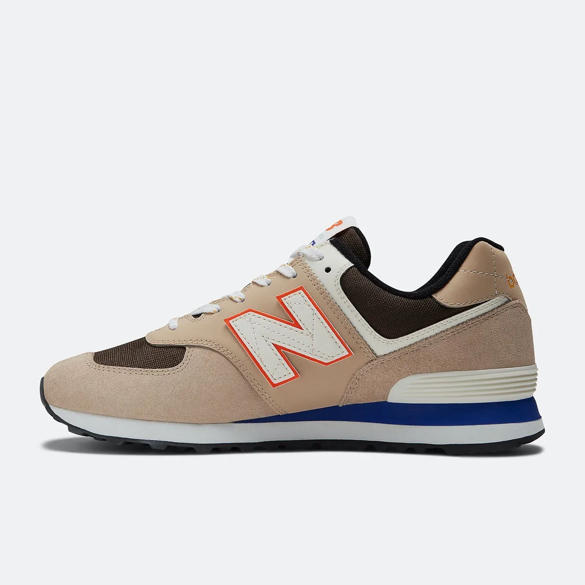 Scarpe Uomo NEW BALANCE Sneakers 574 in Pelle colore Mindful Grey e Poppy