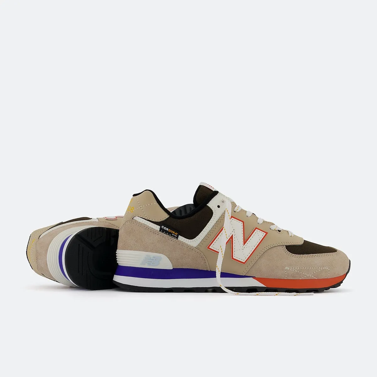 Scarpe Uomo NEW BALANCE Sneakers 574 in Pelle colore Mindful Grey e Poppy