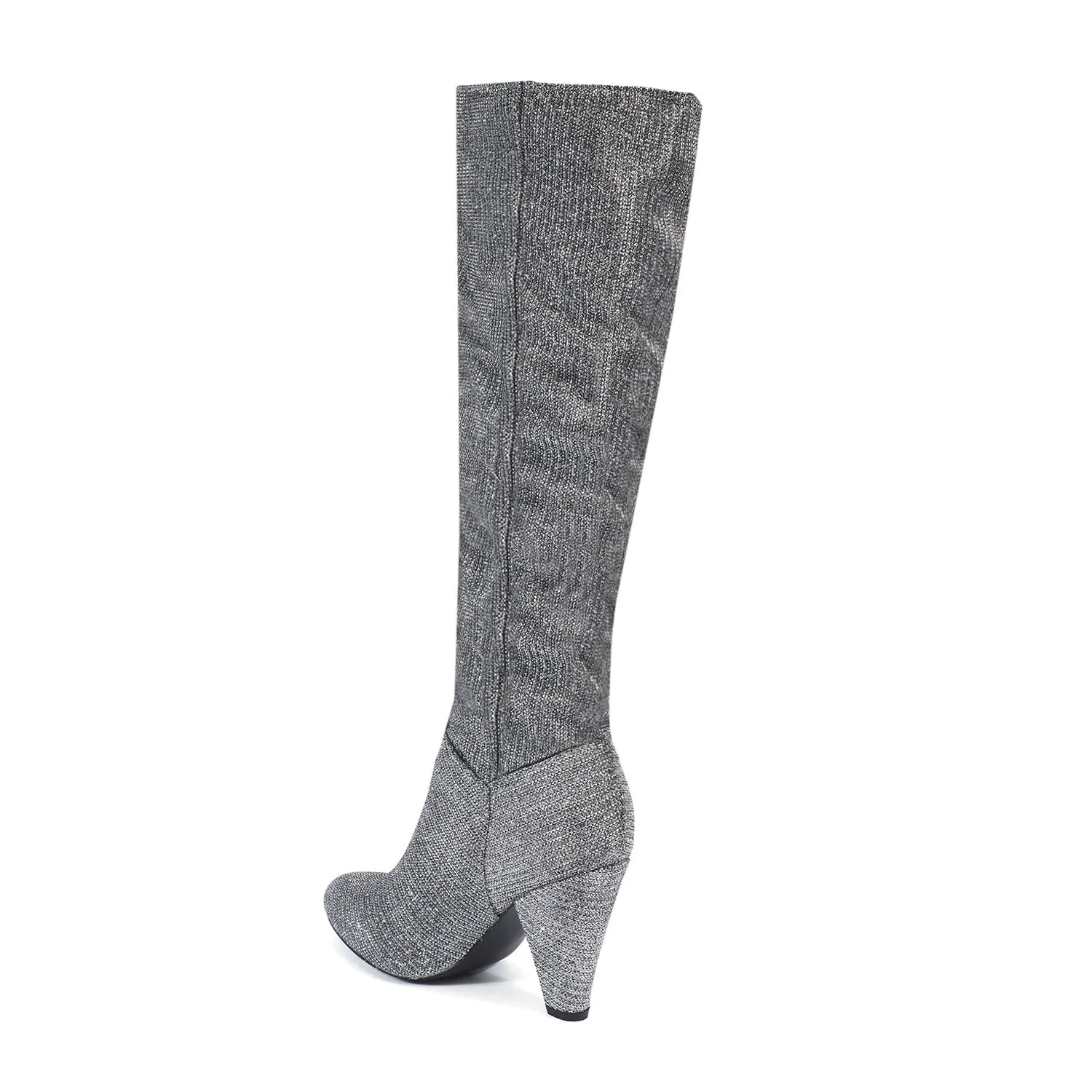 Silver Shimmer Slouth Long Boots