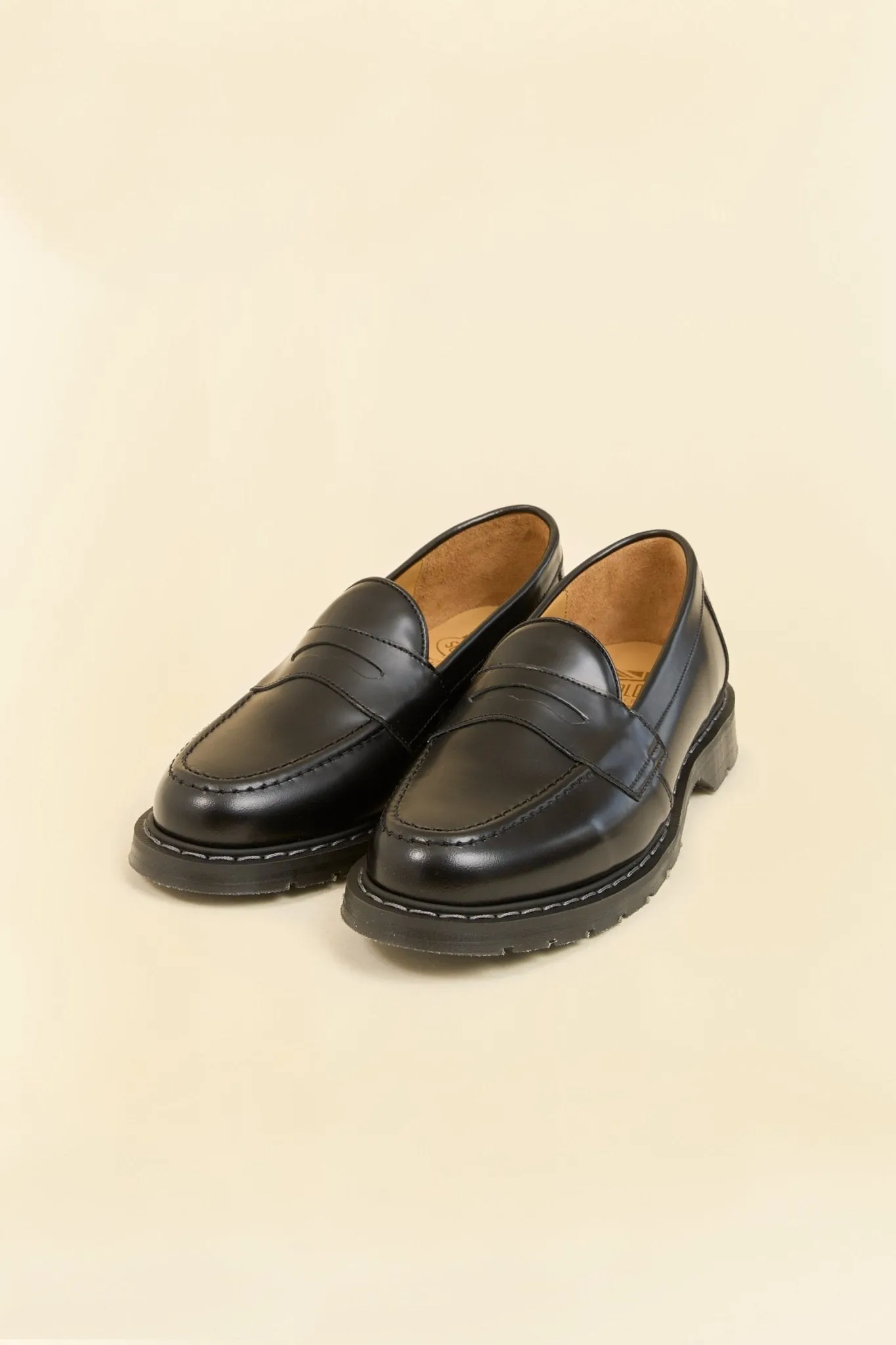 Solovair Penny Loafer - Black Hi Shine