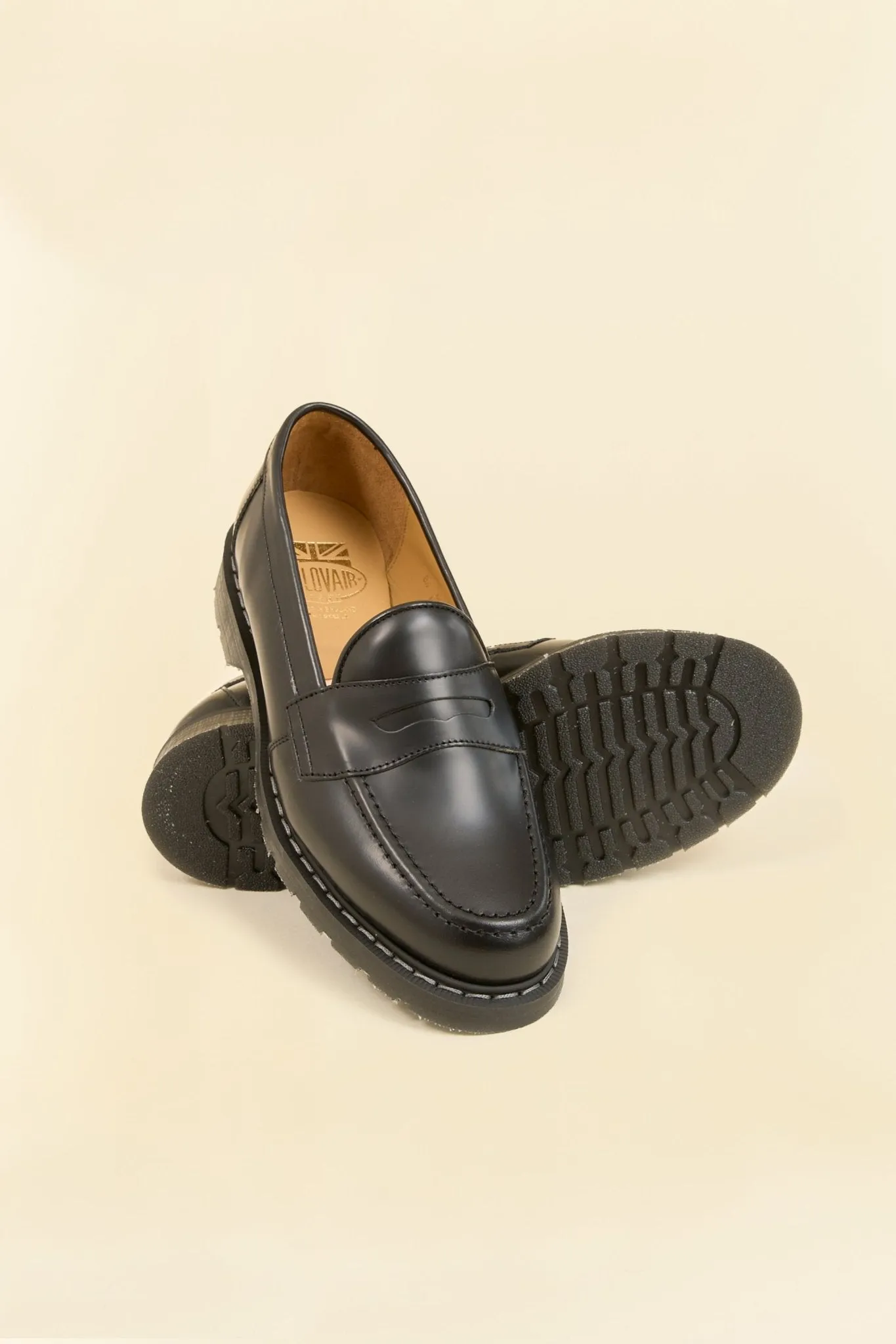 Solovair Penny Loafer - Black Hi Shine