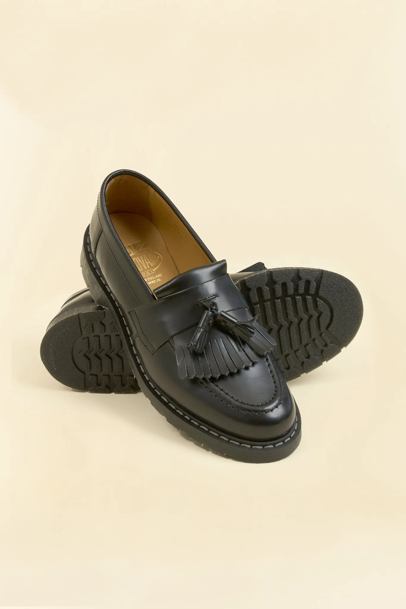 Solovair Tassel Loafer - Black Hi Shine