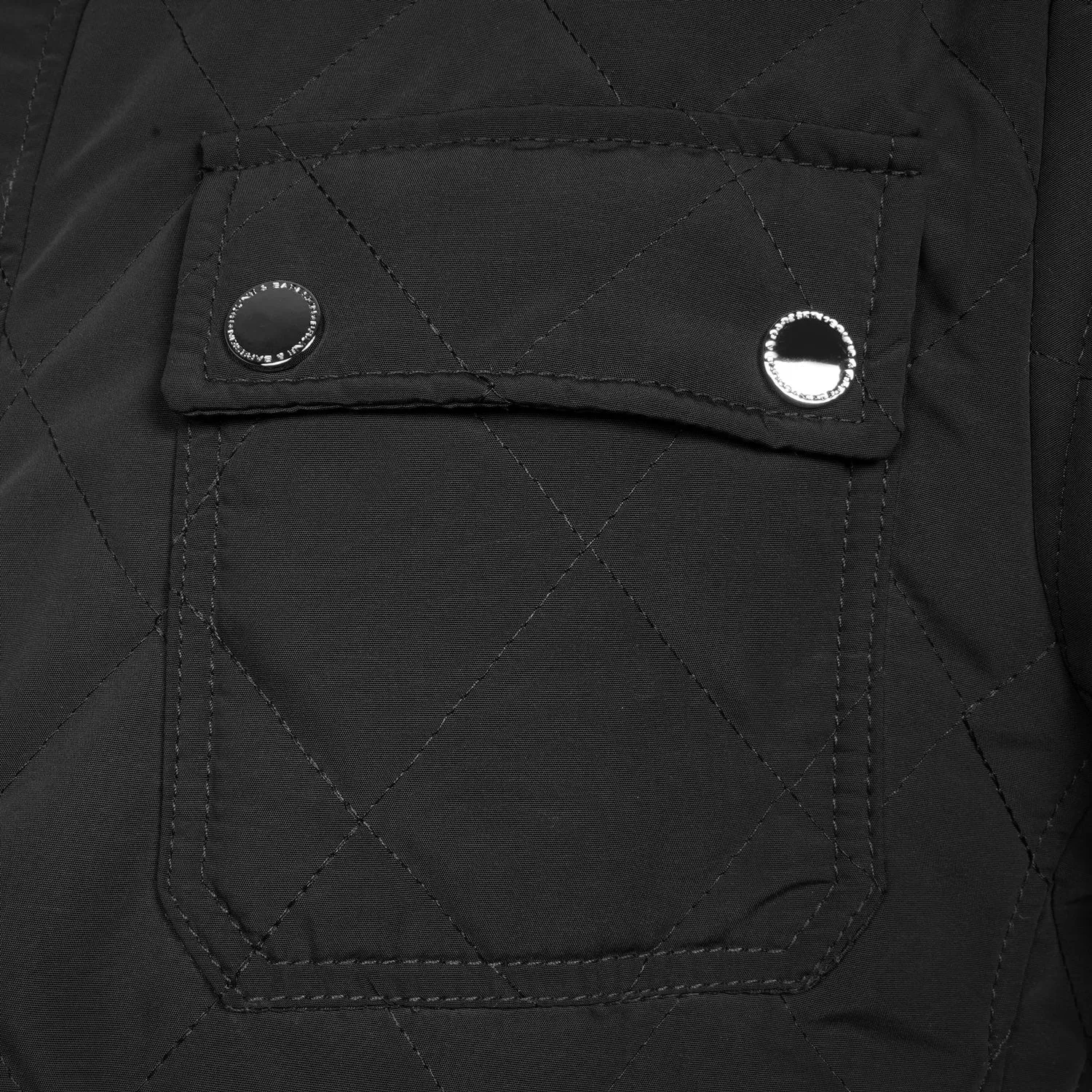 Standing Collar Black Puffer Jacket with Adjustable Waist Belt Zipper Snap Button By Brune & Bareskin