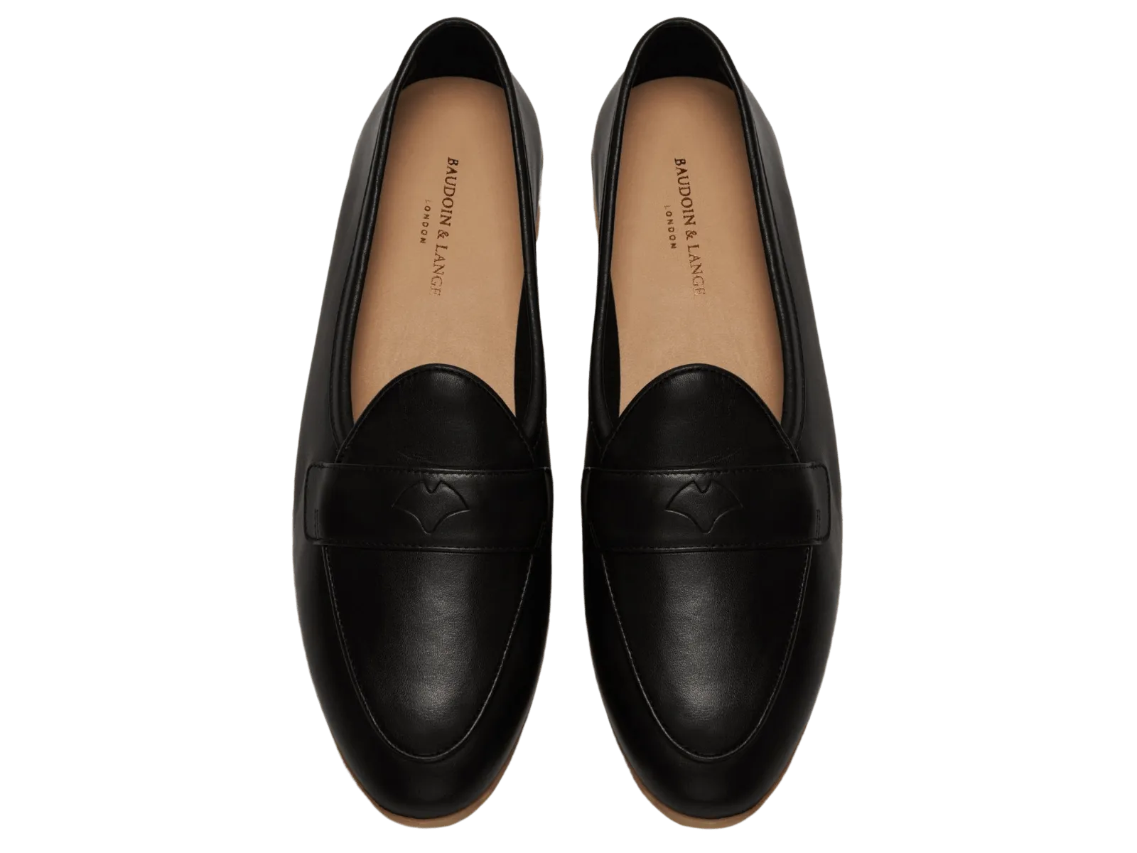 Stride Penny Loafers in Black Milled Calf Natural Sole