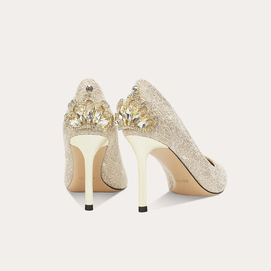 Stunning Women's  High Heels with Diamonds Wedding Shoes