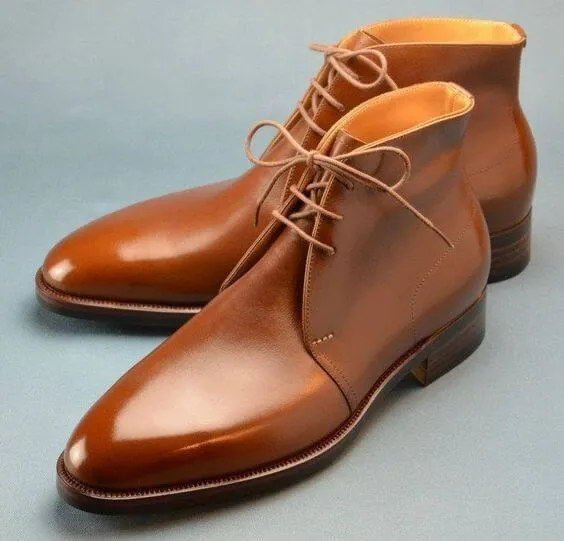 Stylish Men's handmade leather Brown Chukka boots Custom leather boots for men