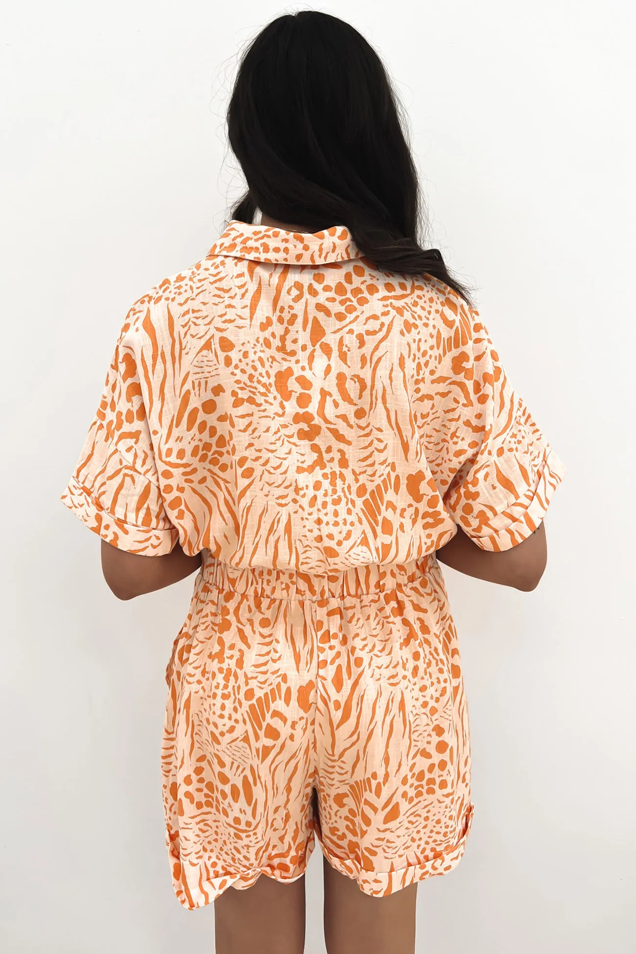 Suki Playsuit Orange Print