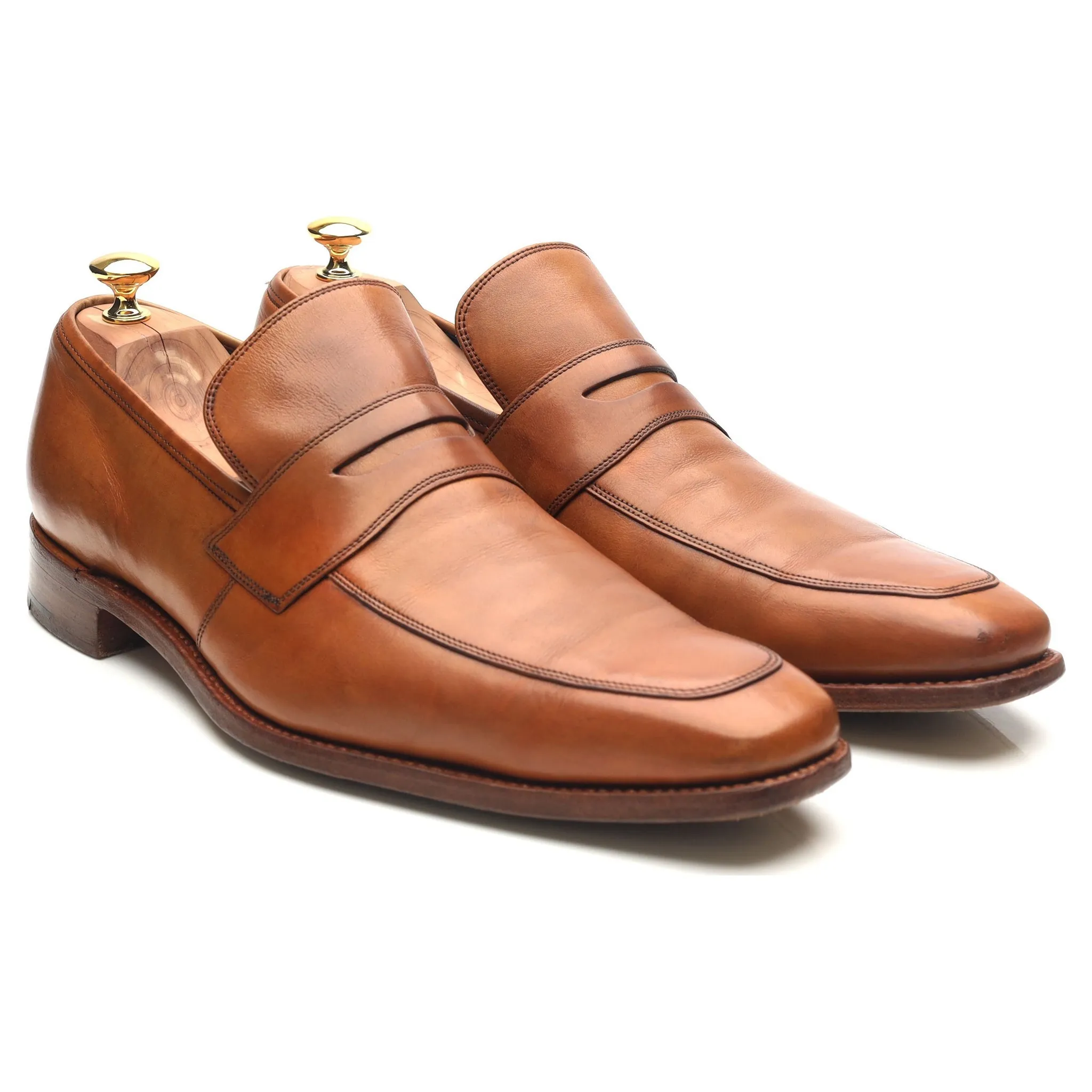 Tan Brown Leather Loafers UK 11 F