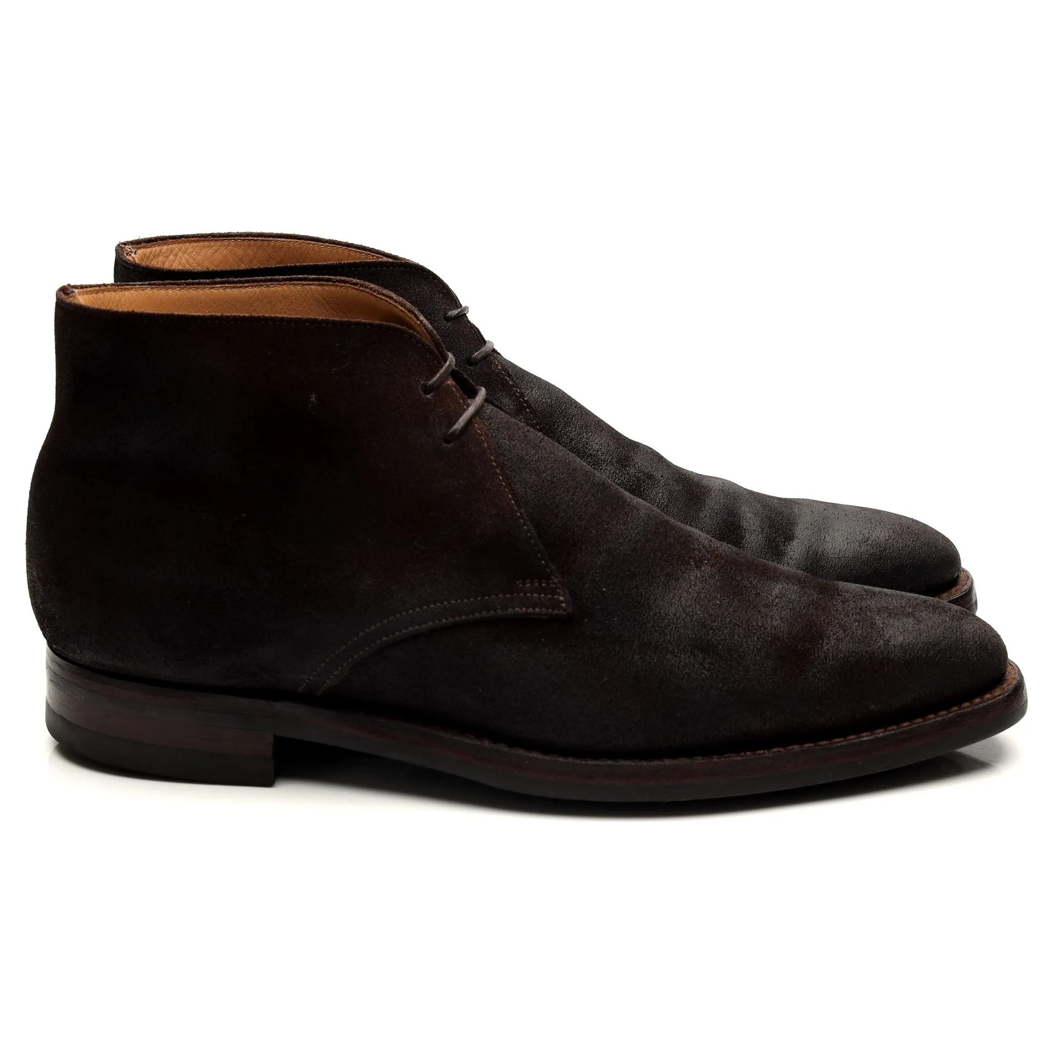 'Tetbury' Dark Brown Waxed Suede Chukka Boots UK 7 E