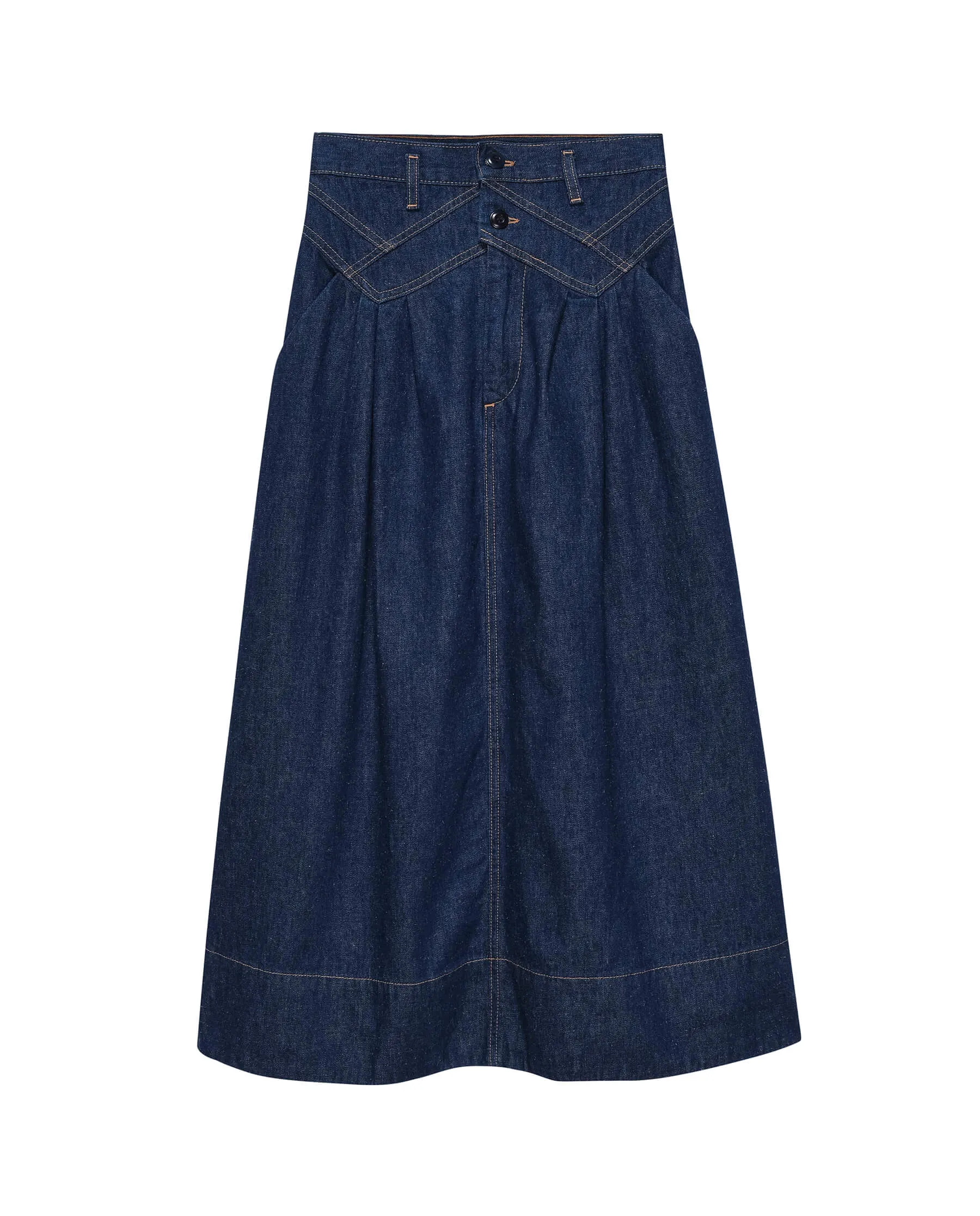 The Field Skirt in Dark Rinse Wash Denim