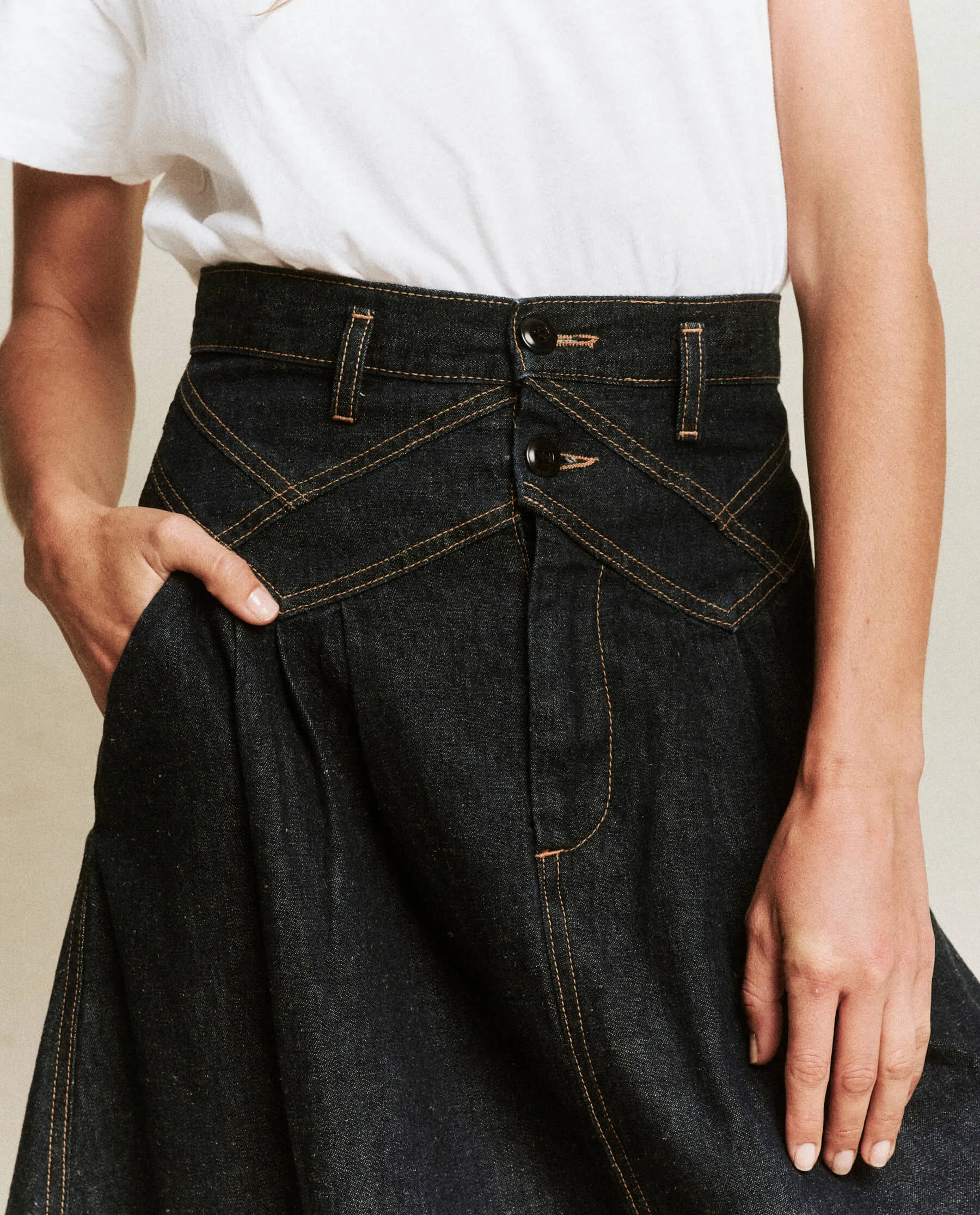 The Field Skirt in Dark Rinse Wash Denim