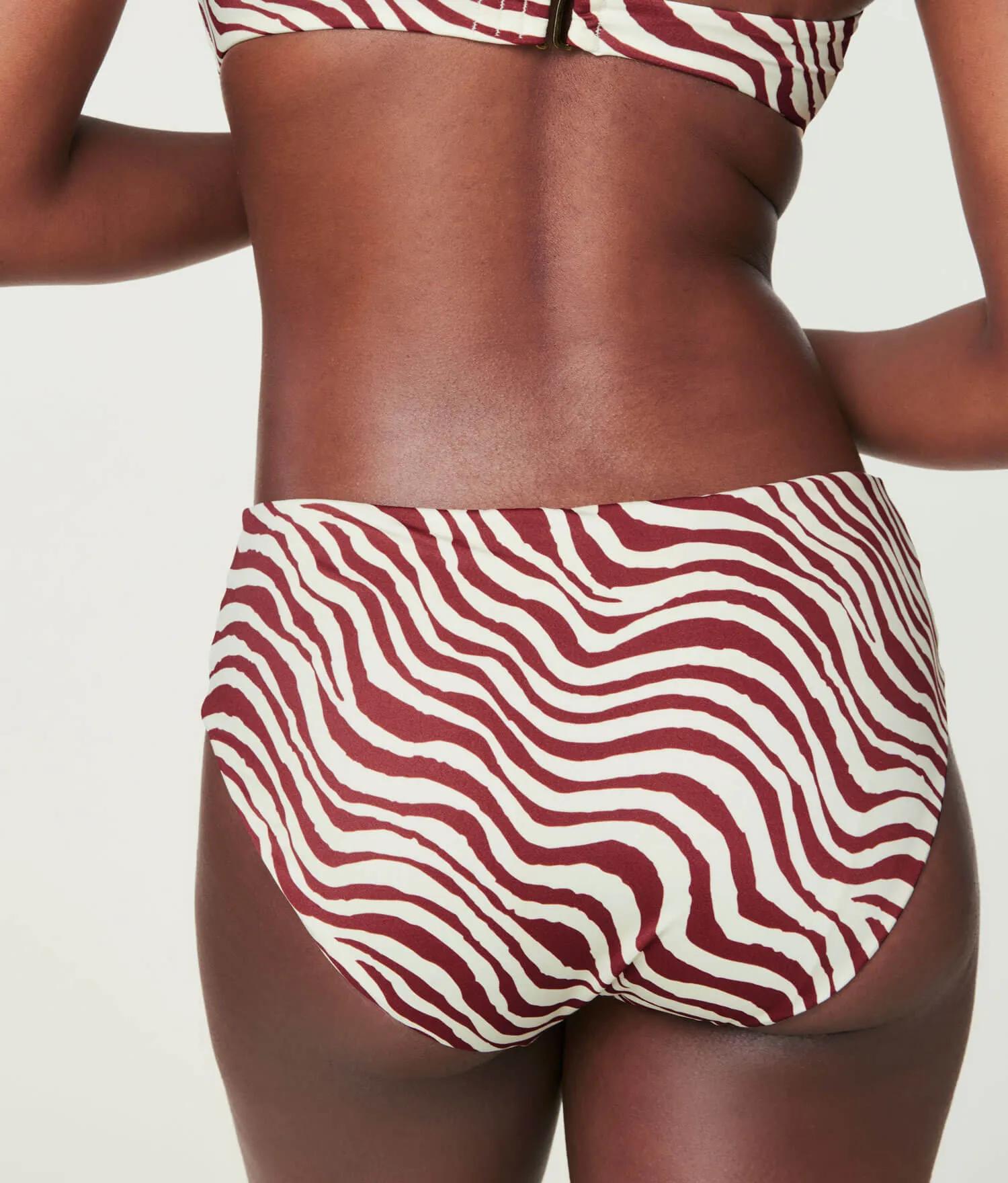 The Hipster Bikini Bottom - Eco Nylon - Bias Stripe Truffle (Archive)