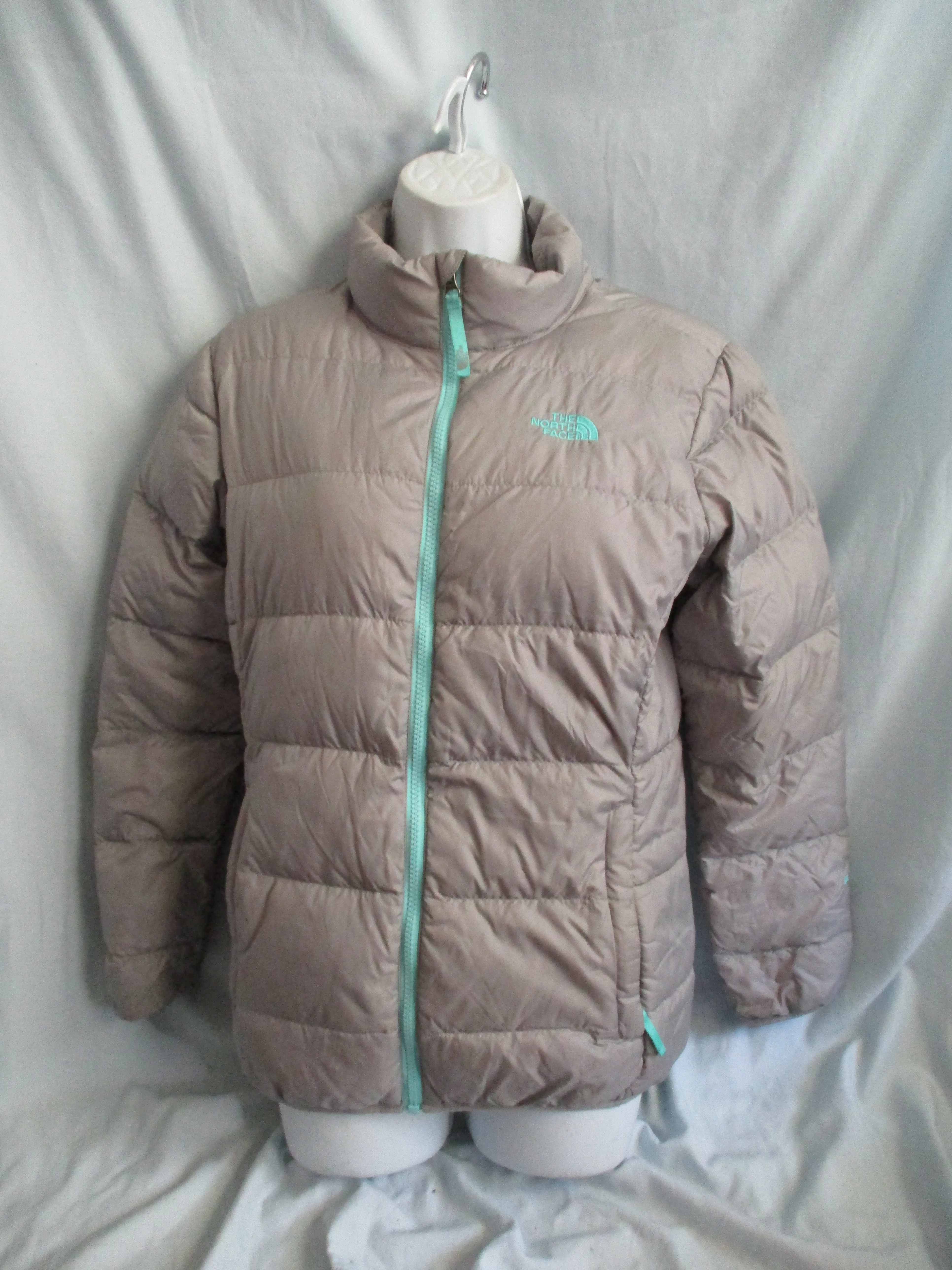 THE NORTH FACE 550 Reversible DOWN JACKET Coat AQUA BLUE GRAY XL 18