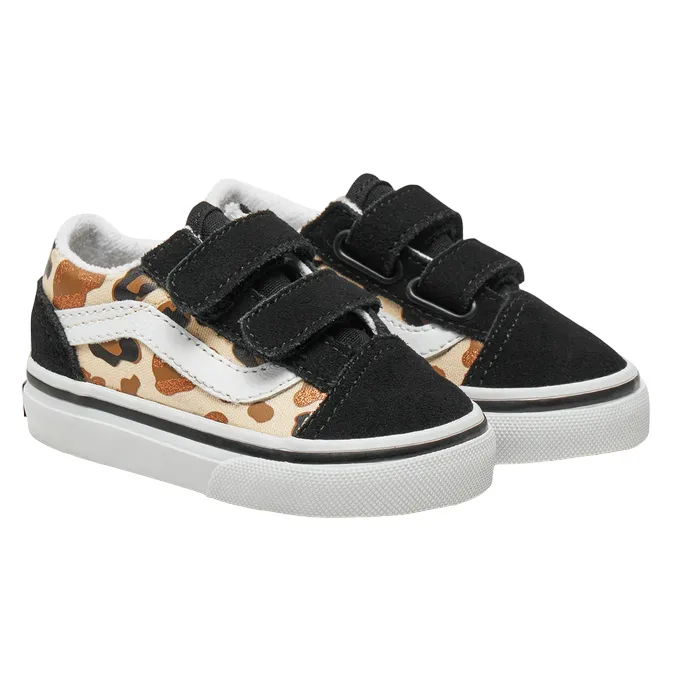 Vans scarpa sneakers da bambina Old Skool V leopardata glitter VN0009RCYS81 nero-marrone