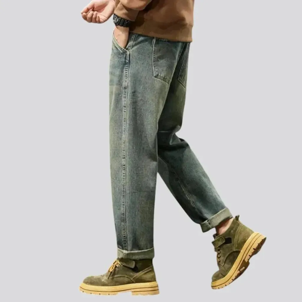 Vintage style roomy faded men's jeans