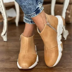 Women fashion thick sole side zipper ankle boots