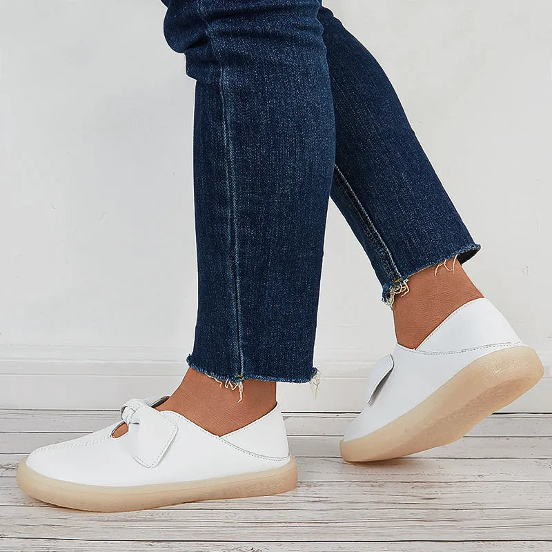 Women Penny Loafers Bowknot Slip on Flat Walking Shoes