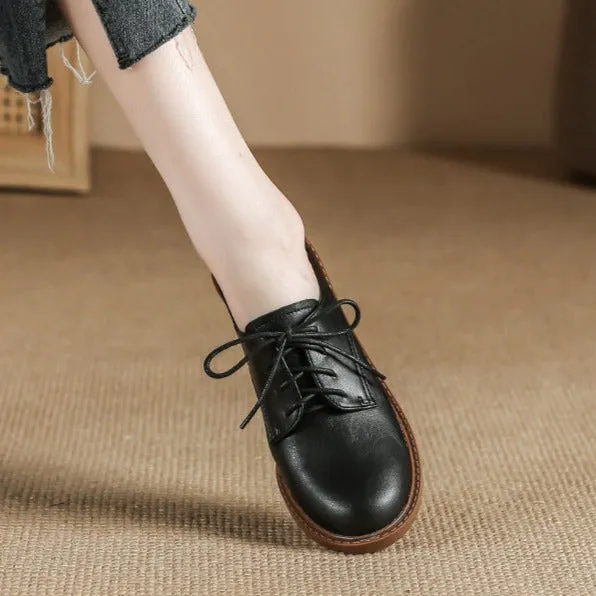 Womens Casual Lace Up Oxford Shoes Middle Heels