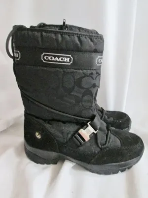 Womens  COACH SELA Signature C Quilted Boot Waterproof Snow Rain 7.5 BLACK Puffer