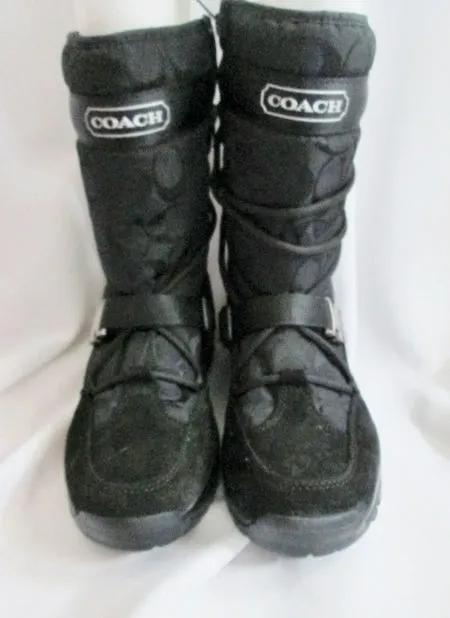 Womens  COACH SELA Signature C Quilted Boot Waterproof Snow Rain 7.5 BLACK Puffer