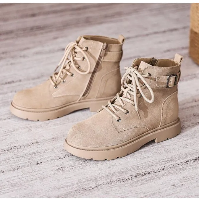 Women's Suede Lace-Up Short Boot