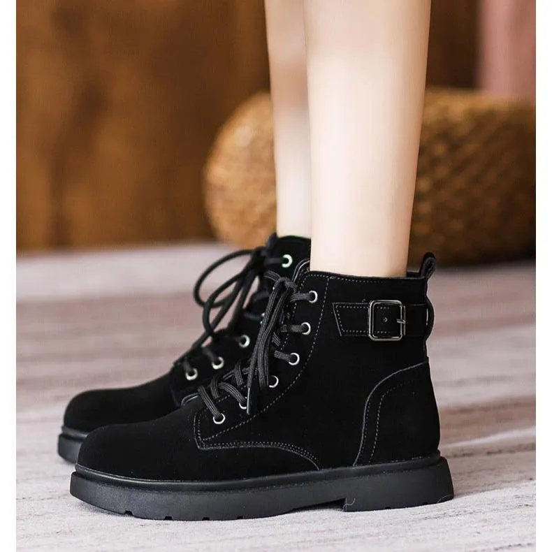 Women's Suede Lace-Up Short Boot