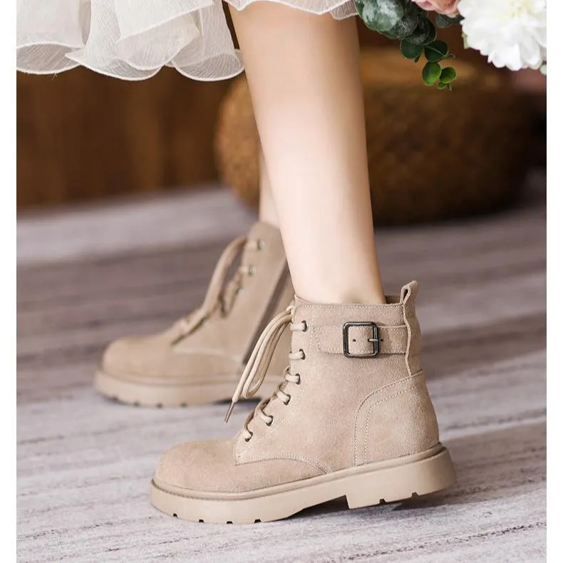 Women's Suede Lace-Up Short Boot