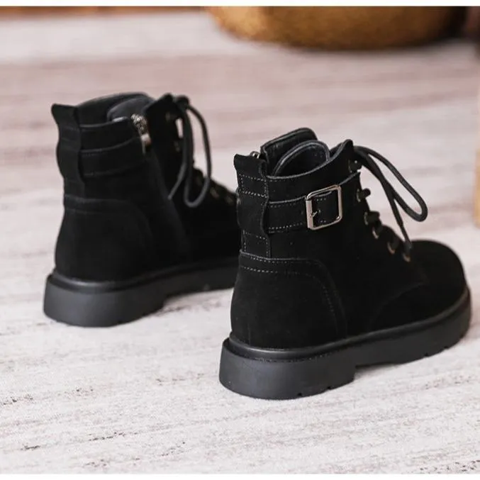 Women's Suede Lace-Up Short Boot