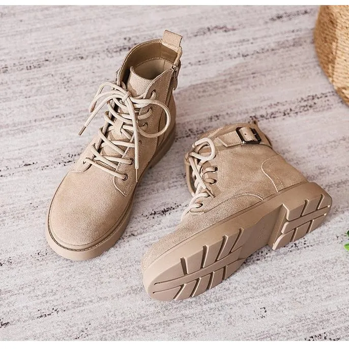 Women's Suede Lace-Up Short Boot