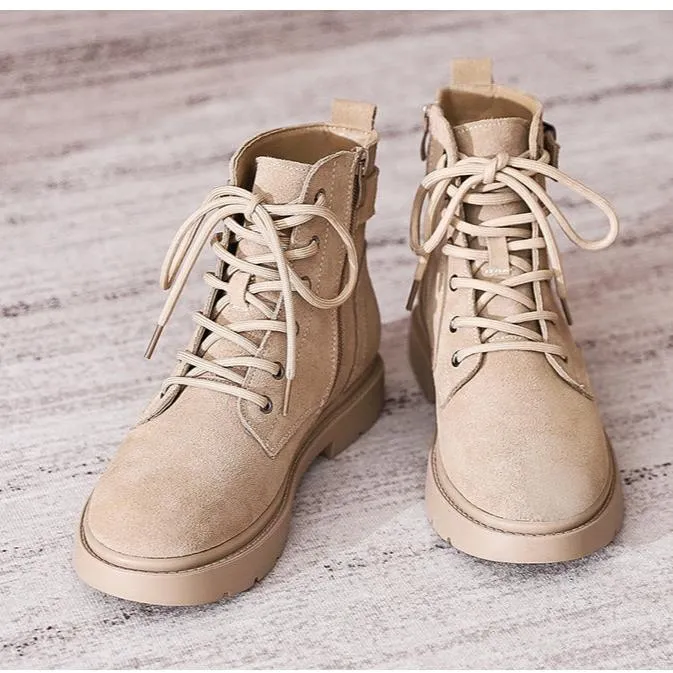 Women's Suede Lace-Up Short Boot