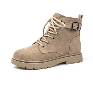 Women's Suede Lace-Up Short Boot