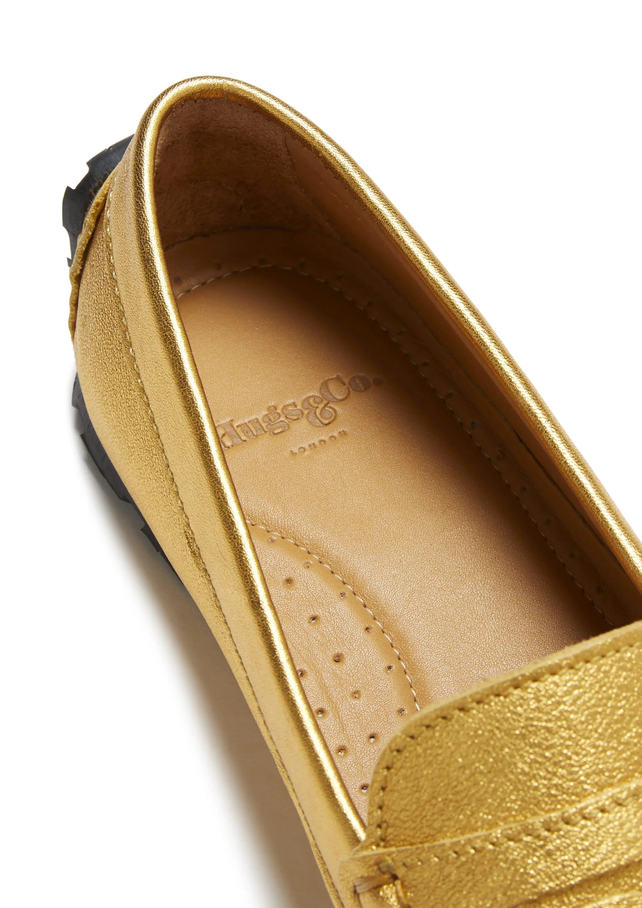 Women's Tyre Sole Penny Loafers, yellow gold leather