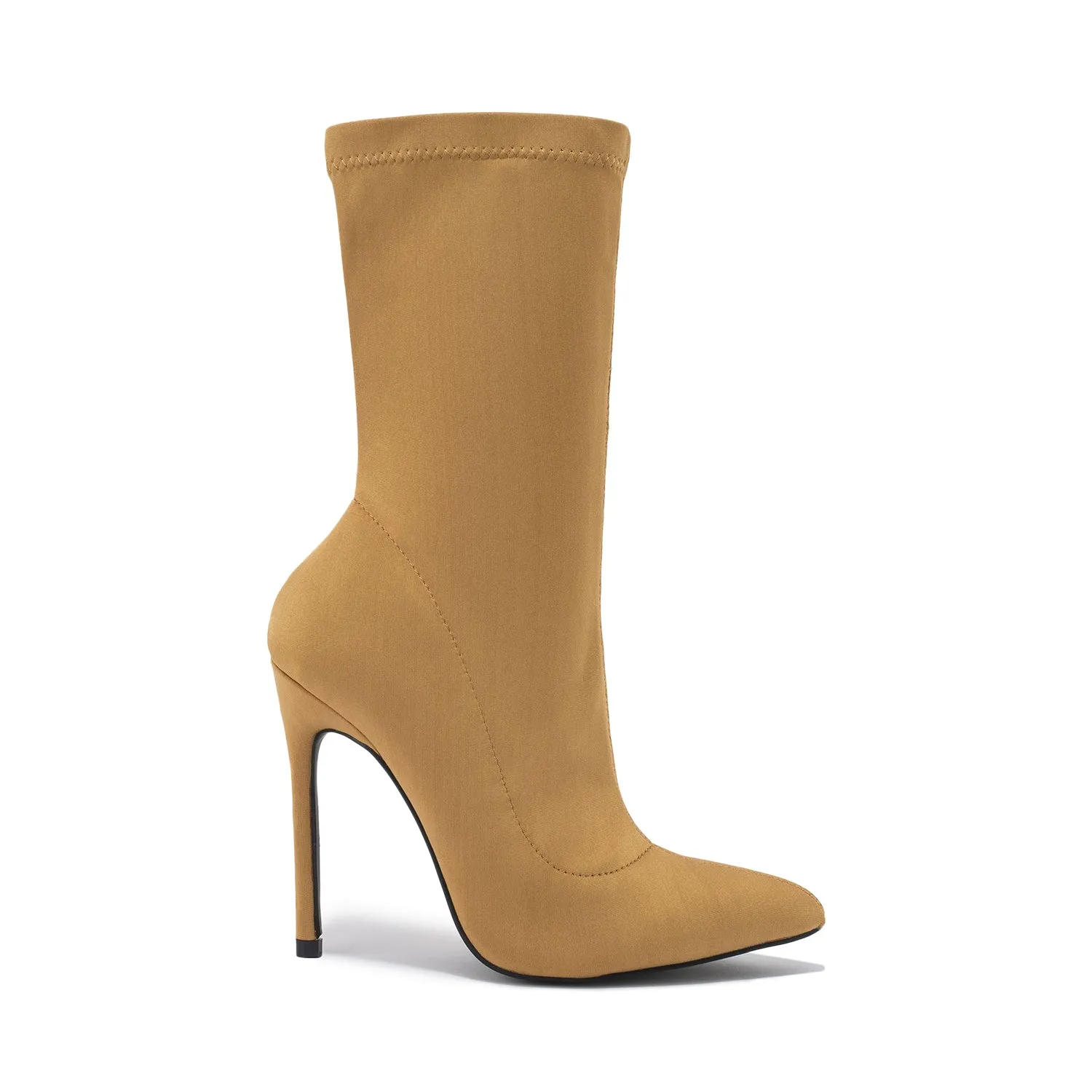 Yellow Lycra Pointed Toe Ankle Boot